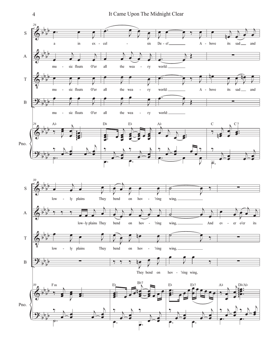 It Came Upon The Midnight Clear (Vocal Quartet - (SATB) 4-Part scores gallery preview page 4