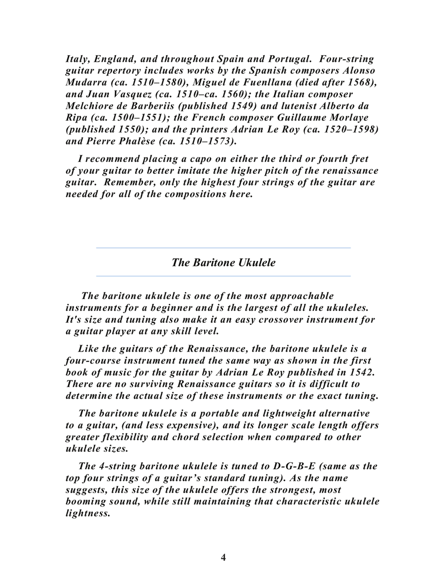 Francesco da Milano: La Canzon Delli Uccelli transcribed for Baritone Ukulele Baritone Ukulele scores gallery preview page 6
