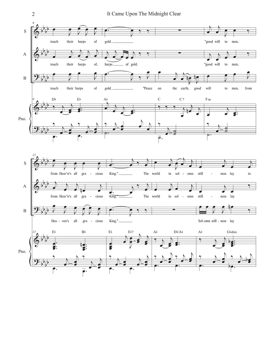 It Came Upon The Midnight Clear (SAB) 3-Part scores gallery preview page 2