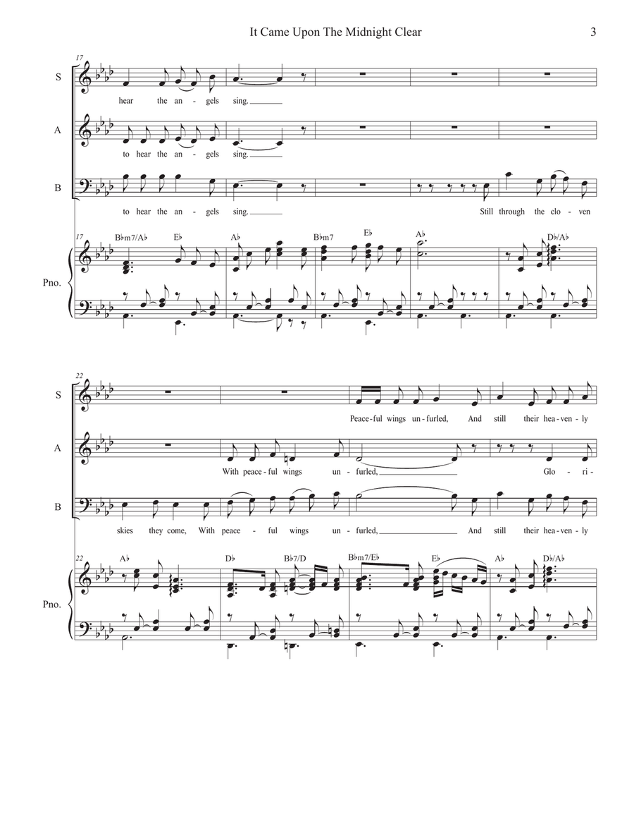 It Came Upon The Midnight Clear (SAB) 3-Part scores gallery preview page 3
