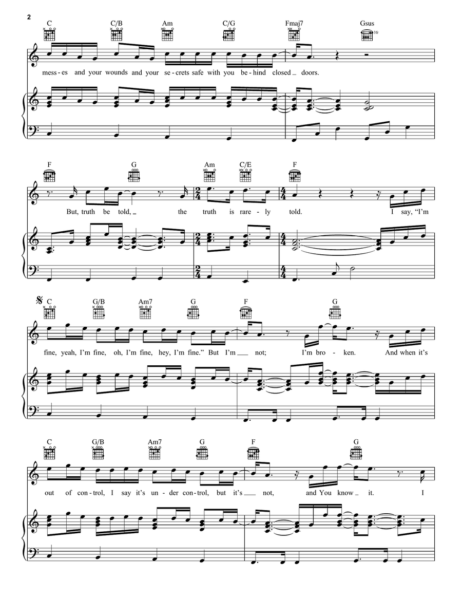 Truth Be Told Truth Be Told Piano, Vocal, Guitar scores gallery preview page 2
