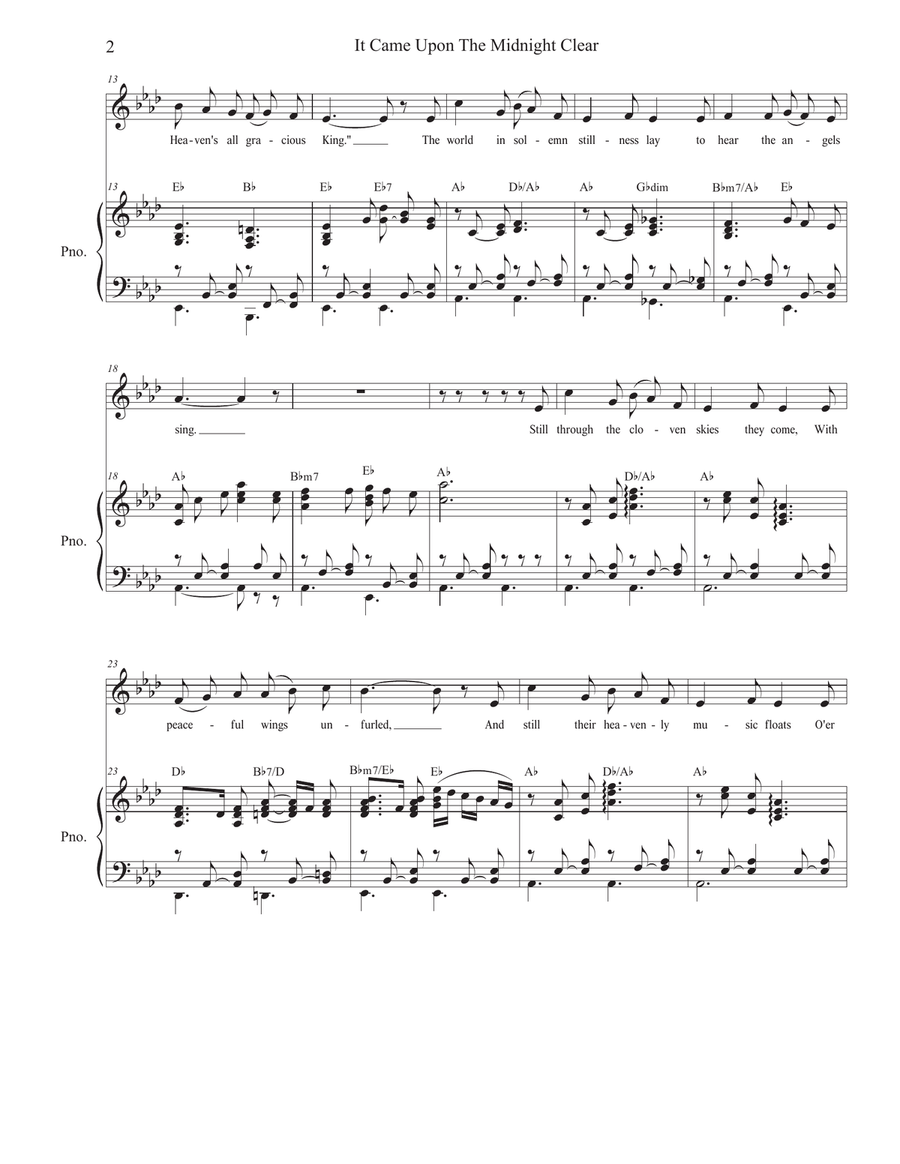 It Came Upon The Midnight Clear (Unison choir) Unison Choir scores gallery preview page 2
