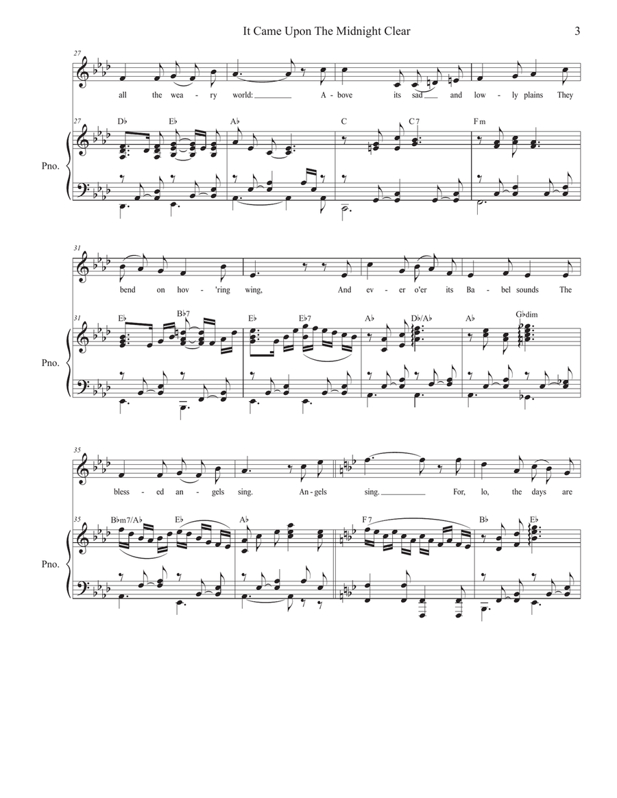 It Came Upon The Midnight Clear (Unison choir) Unison Choir scores gallery preview page 3