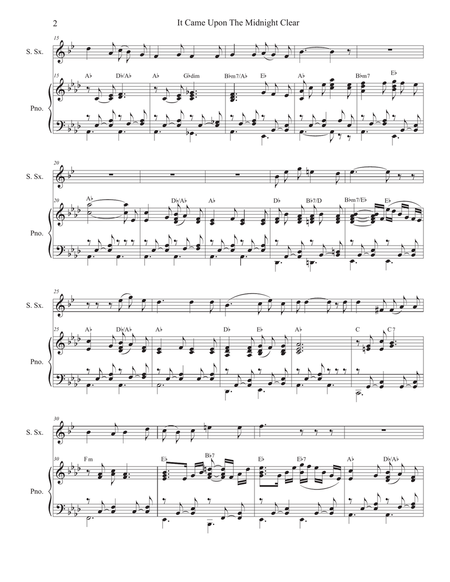 It Came Upon The Midnight Clear (Soprano Saxophone and Piano) Soprano Saxophone scores gallery preview page 2