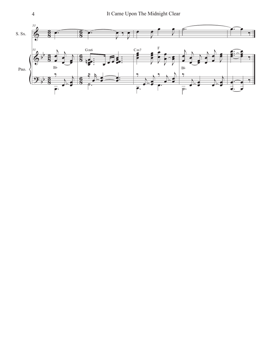 It Came Upon The Midnight Clear (Soprano Saxophone and Piano) Soprano Saxophone scores gallery preview page 4