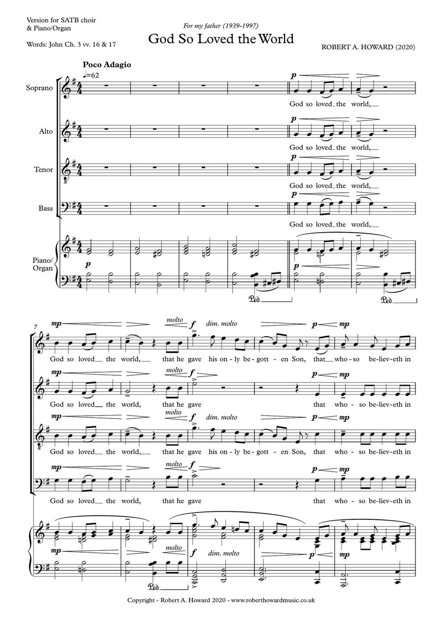 God So Loved the World (SATB version) 4-Part scores gallery preview page 2