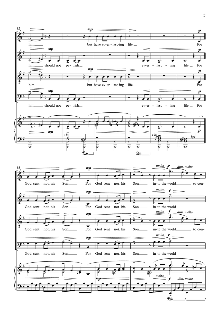 God So Loved the World (SATB version) 4-Part scores gallery preview page 3