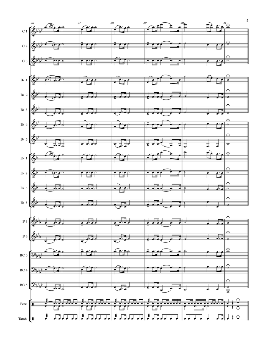 Wedding March for Adaptable Quintet Concert Band scores gallery preview page 5
