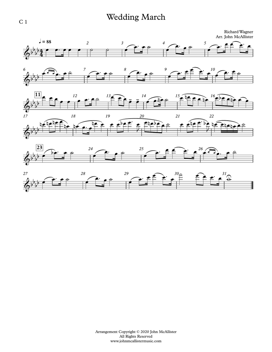 Wedding March for Adaptable Quintet Concert Band scores gallery preview page 6