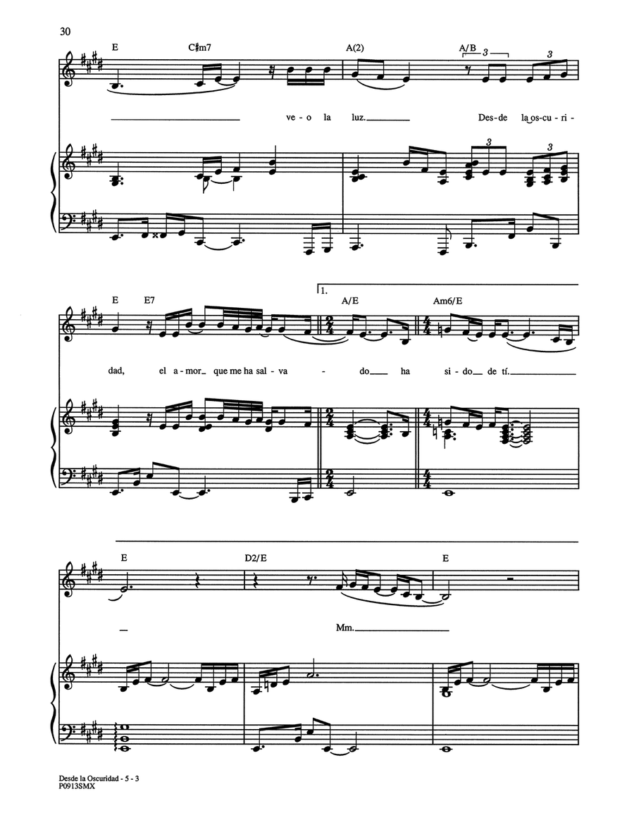 Desde La Oscuridad - (Coming Out of the Dark) [Spanish Version] Piano, Vocal, Guitar scores gallery preview page 3