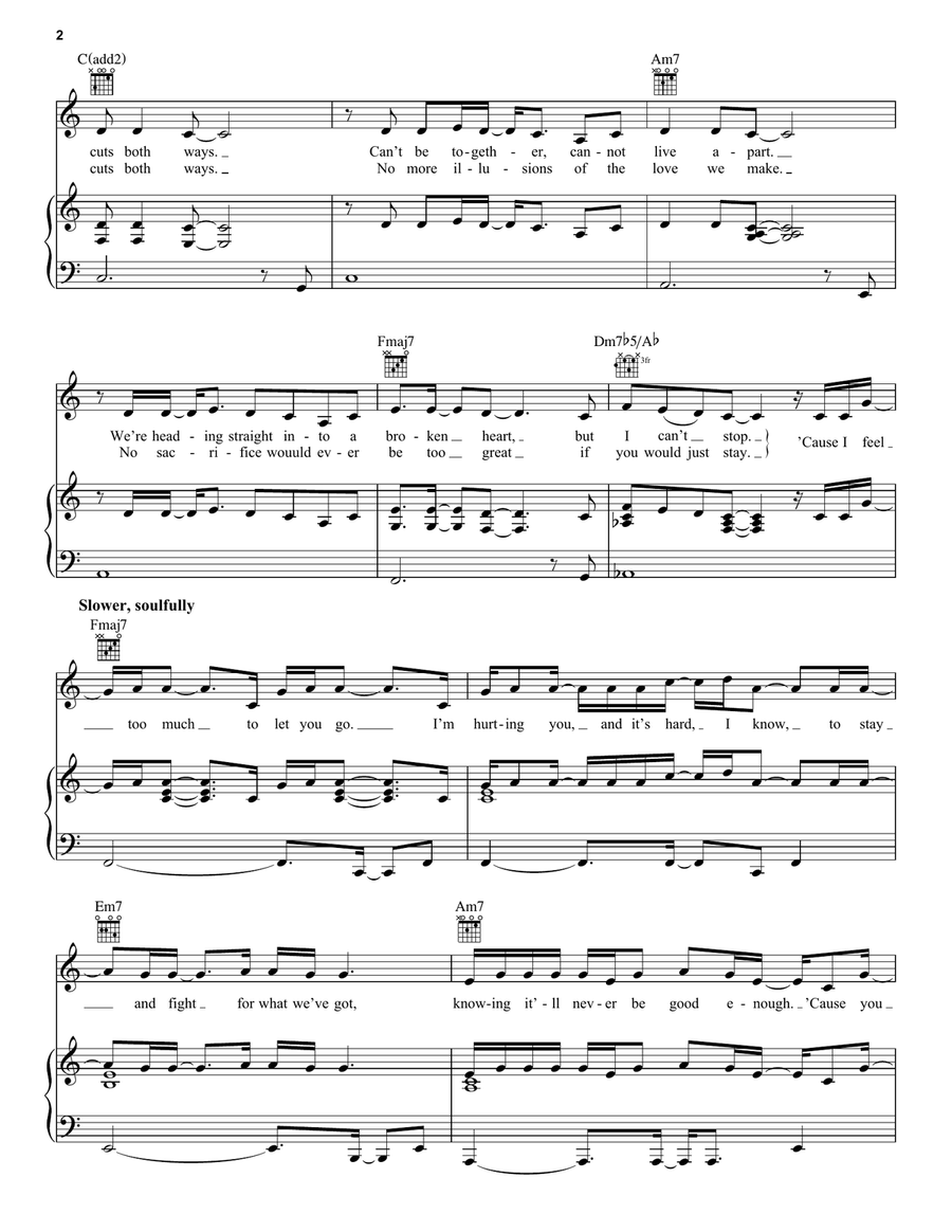 Cuts Both Ways Cuts Both Ways Piano, Vocal, Guitar scores gallery preview page 2