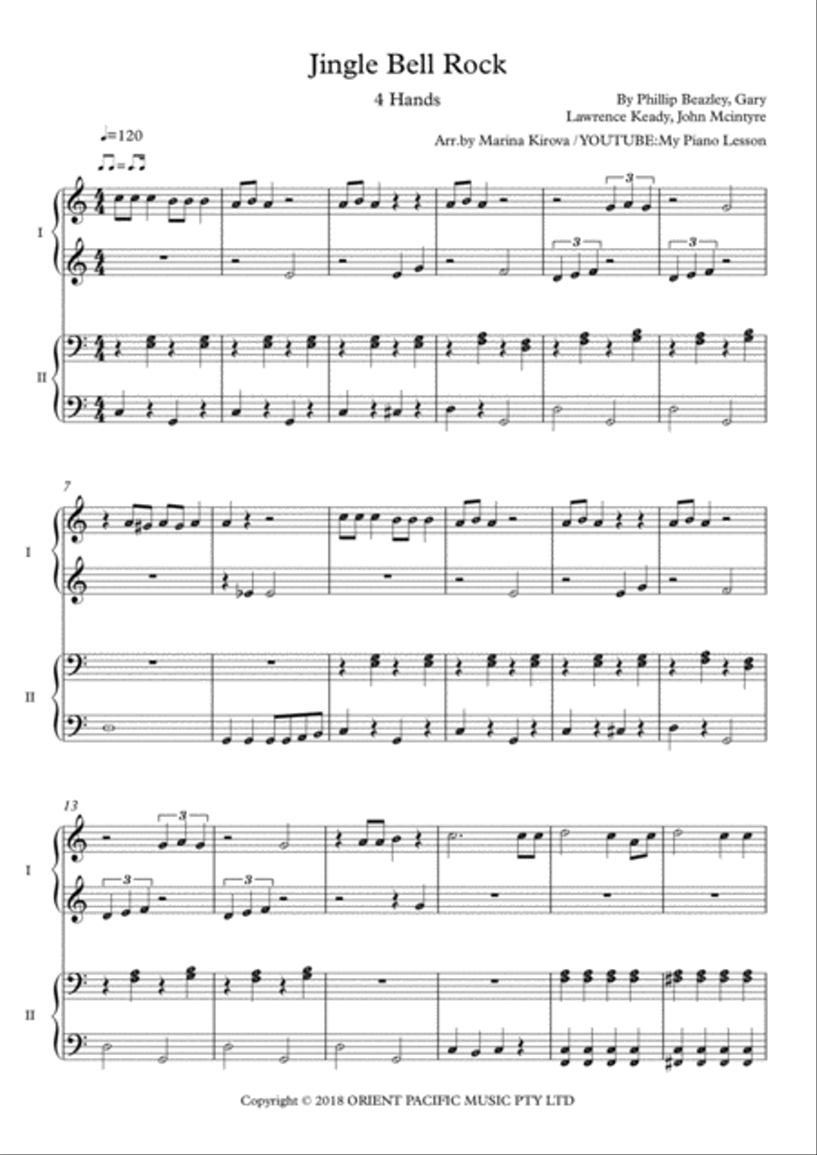 Jingle Bell Rock Easy Piano scores gallery preview page 1