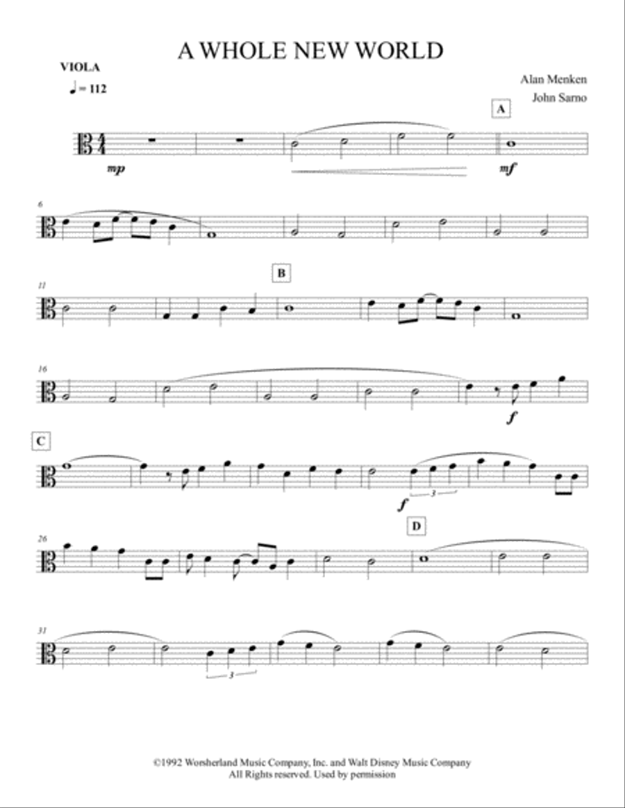 A Whole New World String Quartet scores gallery preview page 3