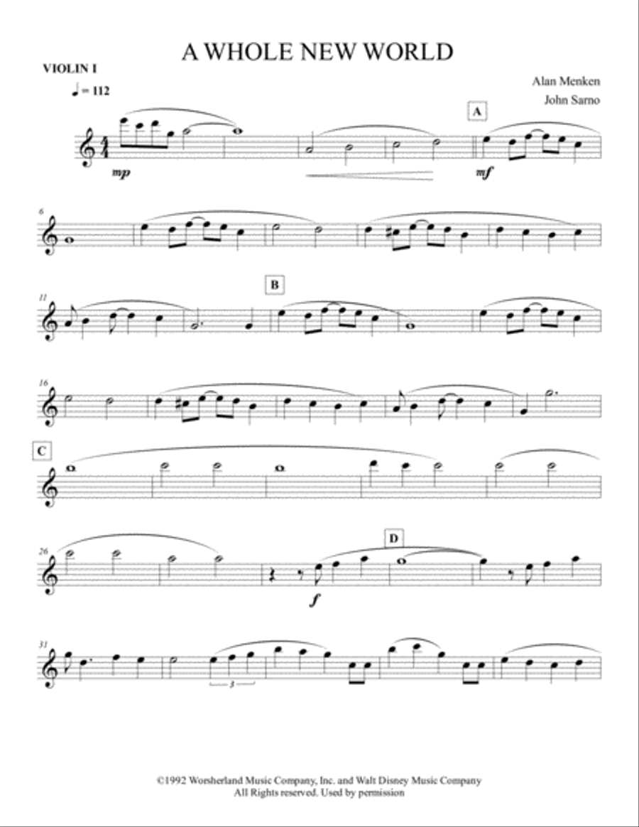 A Whole New World String Quartet scores gallery preview page 5