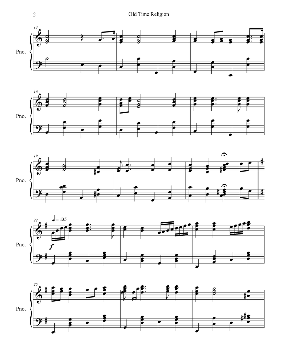 Old Time Religion Piano Solo scores gallery preview page 3