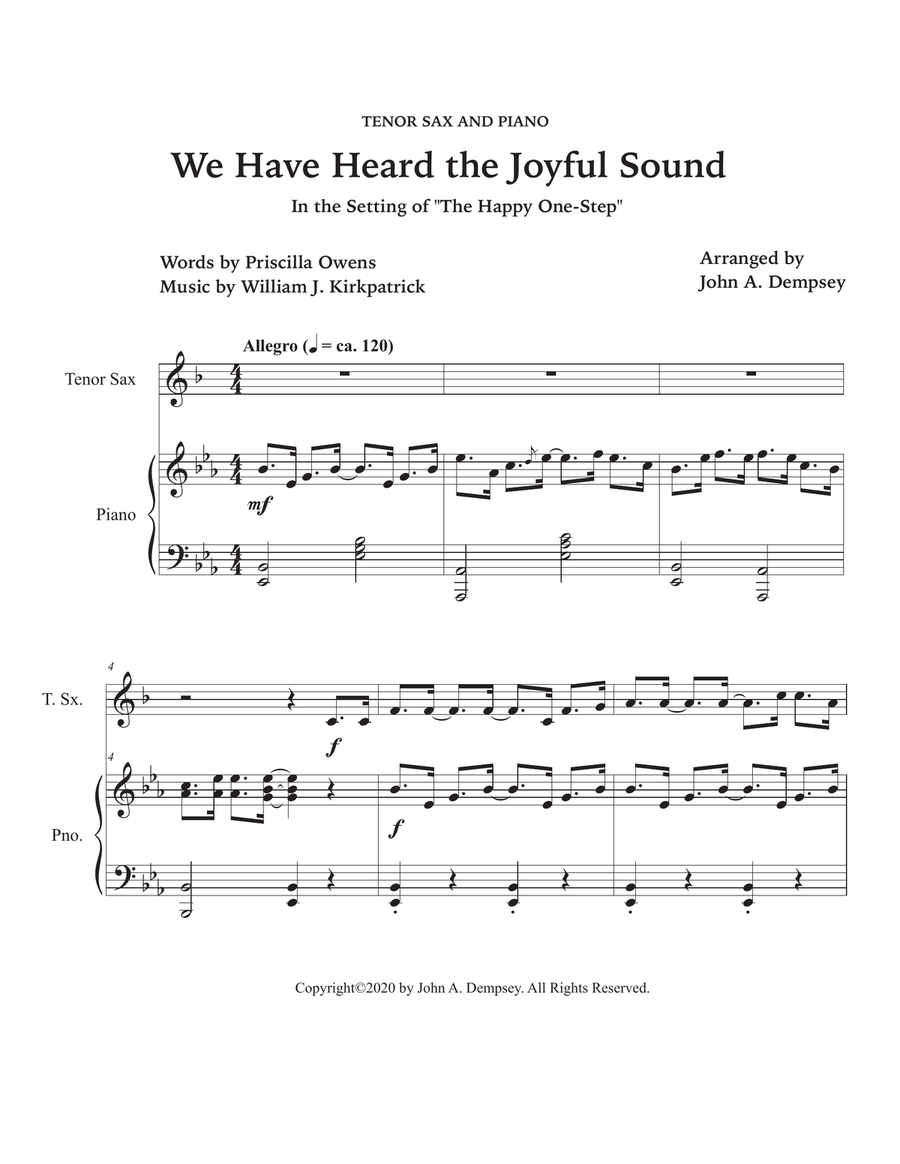 We Have Heard the Joyful Sound (Jesus Saves): Tenor Sax and Piano Tenor Saxophone scores gallery preview page 5