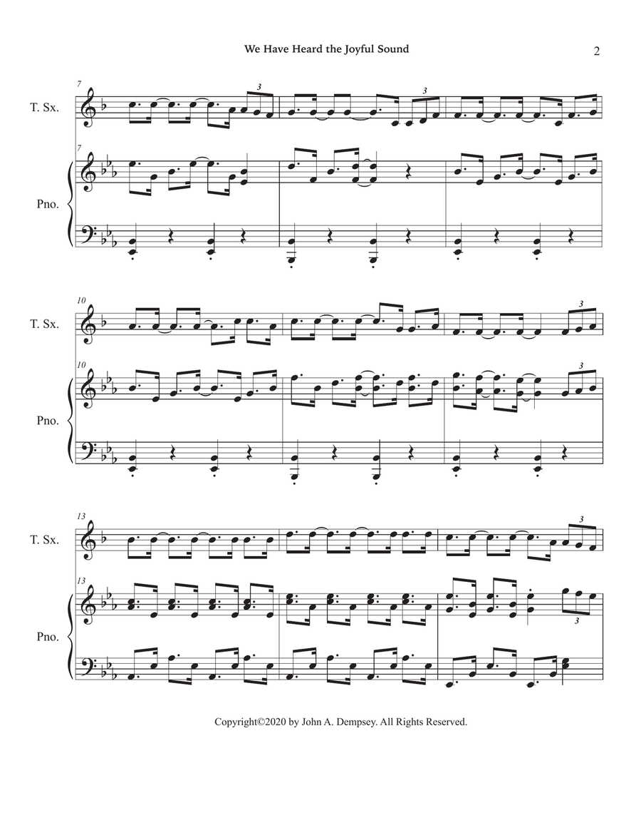 We Have Heard the Joyful Sound (Jesus Saves): Tenor Sax and Piano Tenor Saxophone scores gallery preview page 6