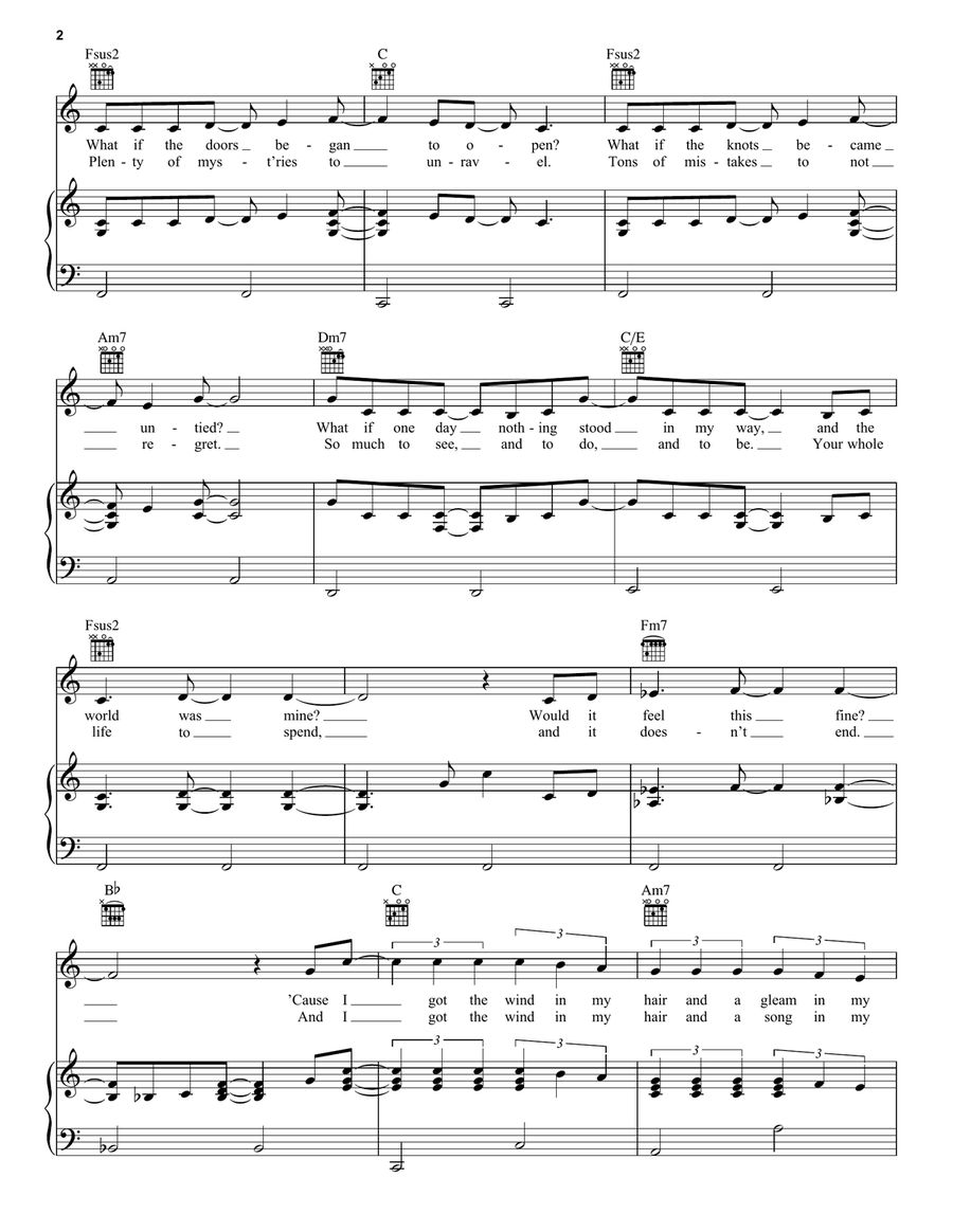 Wind In My Hair (from Tangled: The Series) Piano, Vocal, Guitar scores gallery preview page 2