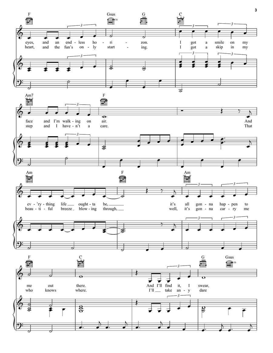 Wind In My Hair (from Tangled: The Series) Piano, Vocal, Guitar scores gallery preview page 3