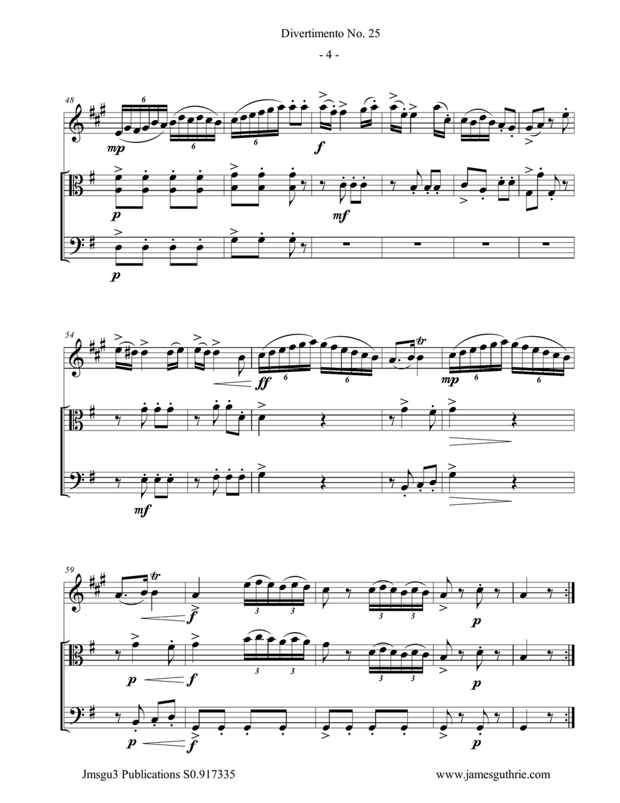 Haydn: Divertimento No. 25 Trio for Clarinet, Viola & Cello Small Ensemble scores gallery preview page 4