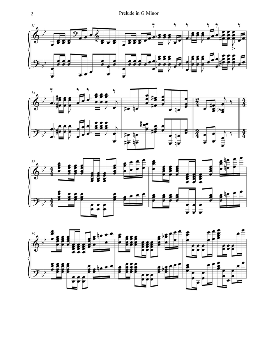 Rachmaninoff Prelude in G minor (Op 23, No 5) with embellishments Piano Solo scores gallery preview page 2
