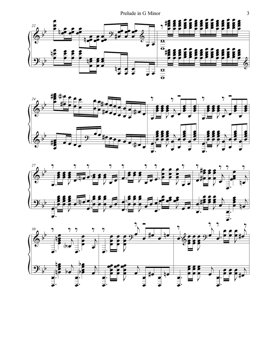 Rachmaninoff Prelude in G minor (Op 23, No 5) with embellishments Piano Solo scores gallery preview page 3