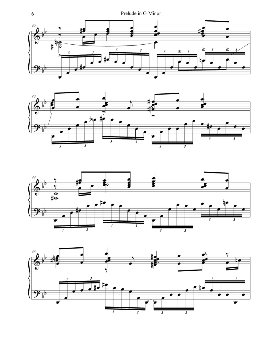 Rachmaninoff Prelude in G minor (Op 23, No 5) with embellishments Piano Solo scores gallery preview page 6