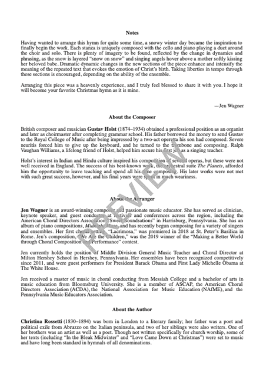 In the Bleak Midwinter - Two-part edition 2-Part scores gallery preview page 3