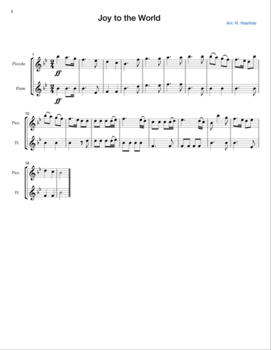 Joy to the World Flute Duet scores gallery preview page 1