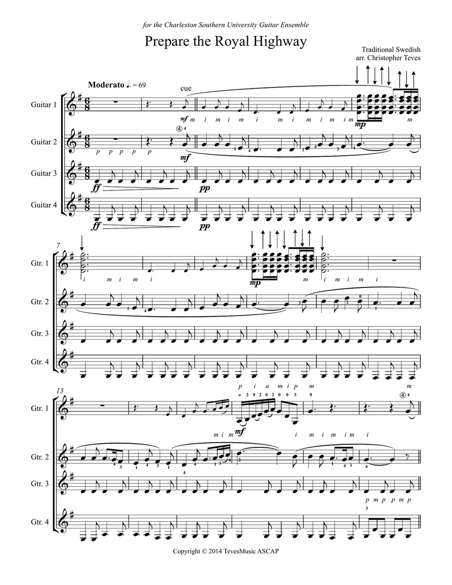 Prepare the Royal Highway for Guitar Ensemble Guitar Ensemble scores gallery preview page 2