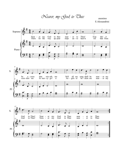 Nearer my God to thee. Voice and piano
