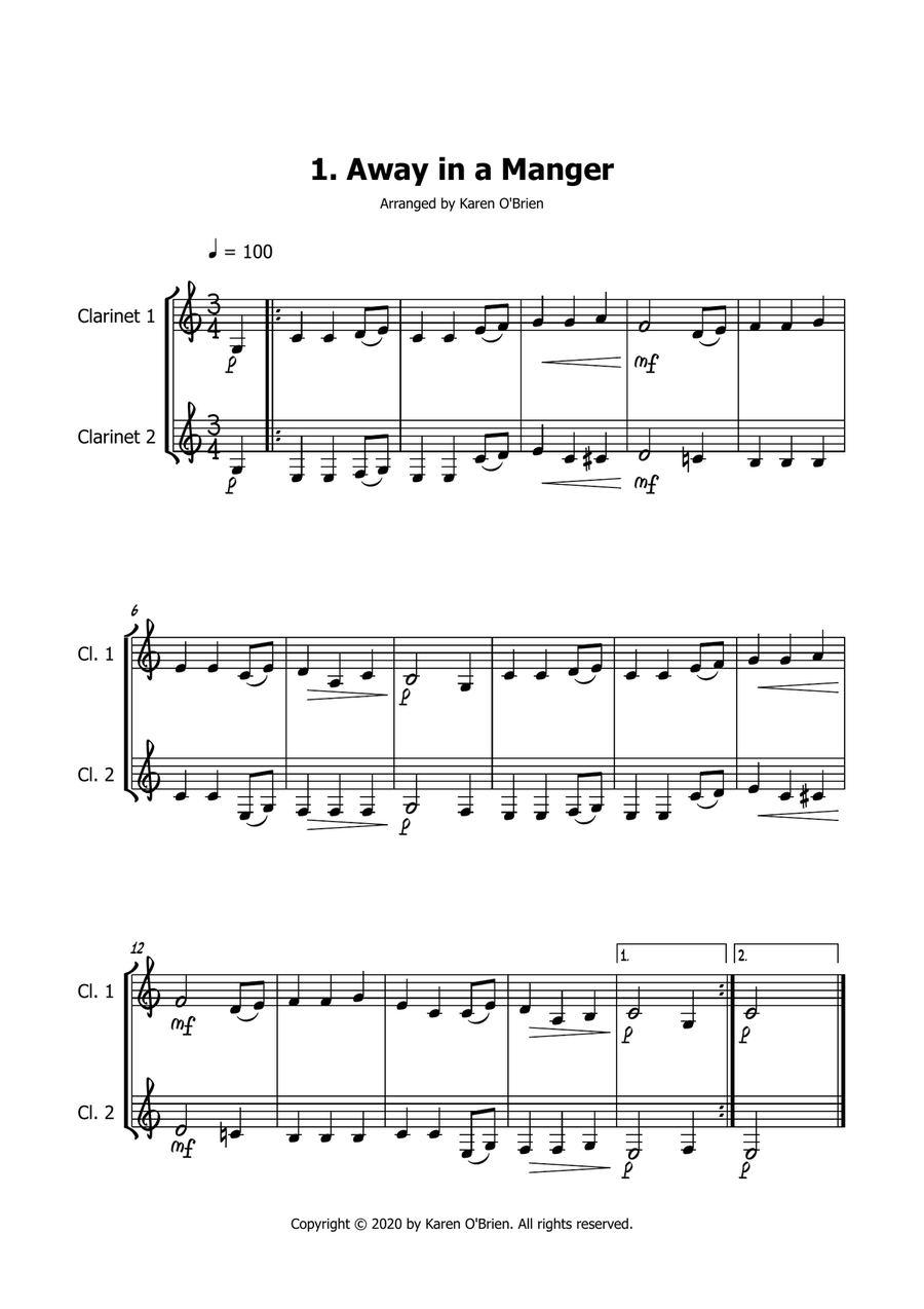 Easy Christmas Clarinet Duets Below the Break Clarinet Duet scores gallery preview page 3