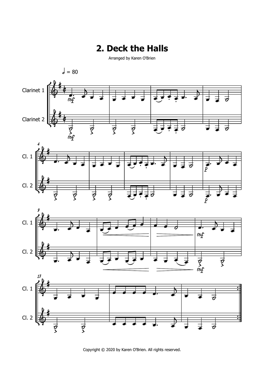 Easy Christmas Clarinet Duets Below the Break Clarinet Duet scores gallery preview page 4