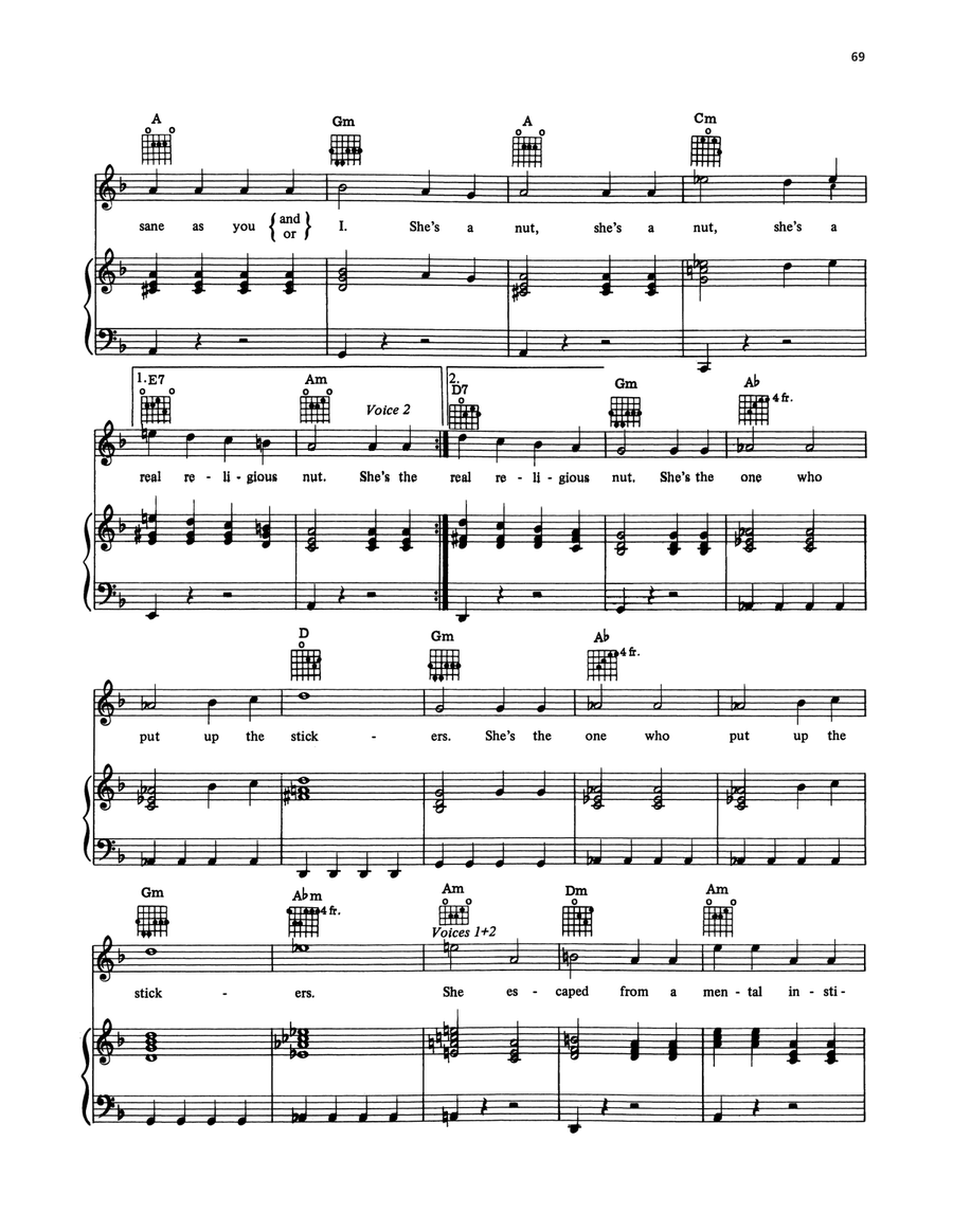 She's A Nut (from On The Twentieth Century) Piano, Vocal, Guitar scores gallery preview page 6