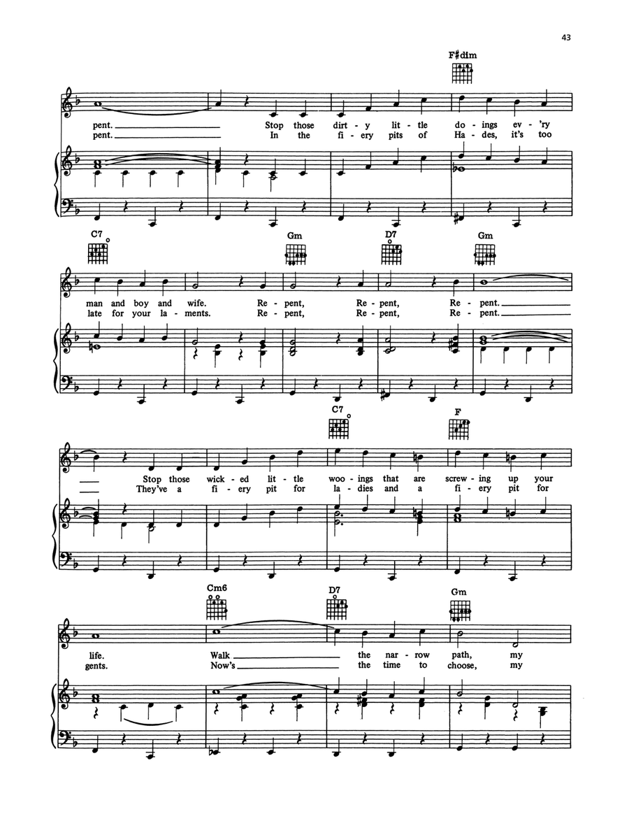 Repent (from On The Twentieth Century) Piano, Vocal, Guitar scores gallery preview page 4