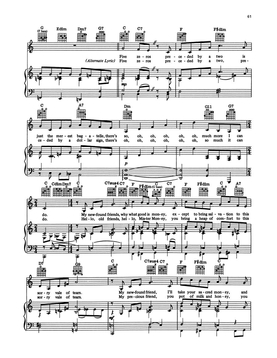 Five Zeros (from On The Twentieth Century) Piano, Vocal, Guitar scores gallery preview page 3