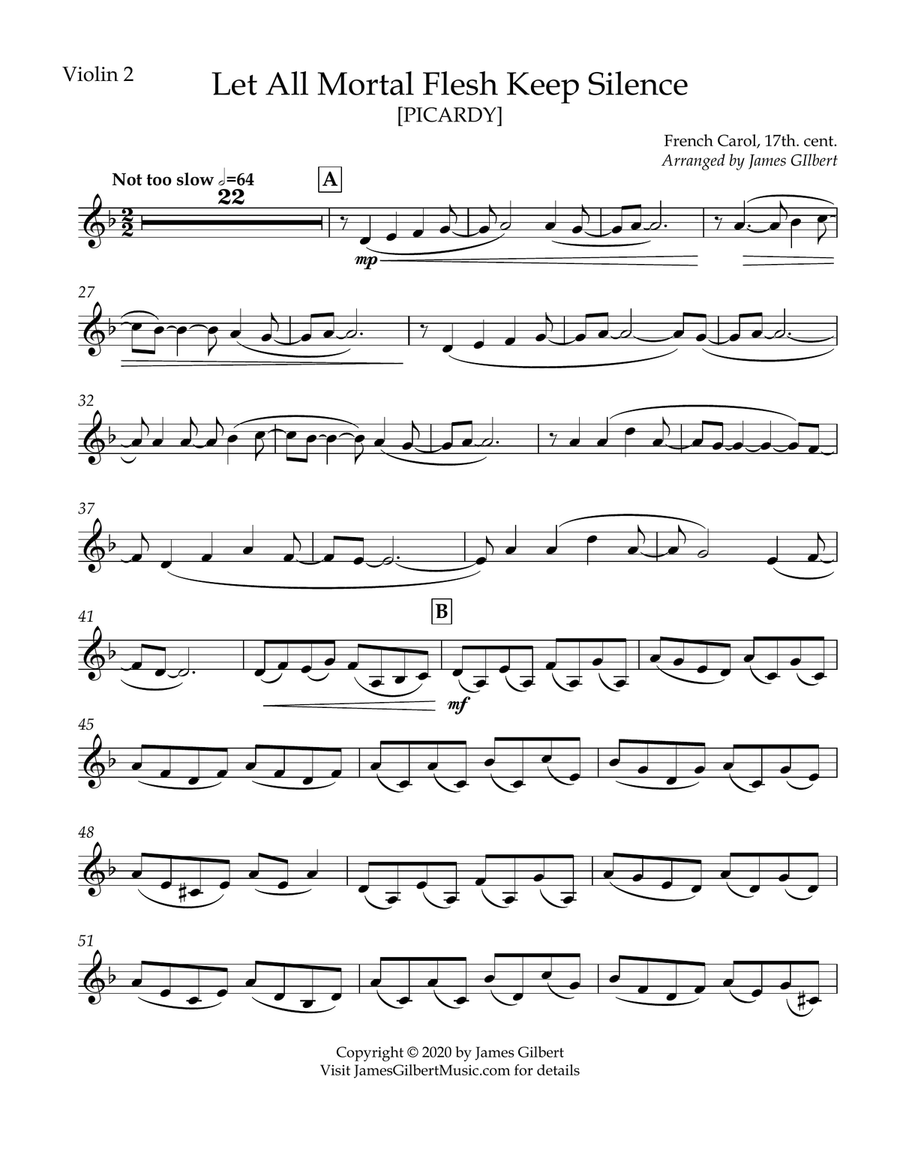 Let All Mortal Flesh Keep Silence by French carol String Quartet - Digital Sheet Music page 3