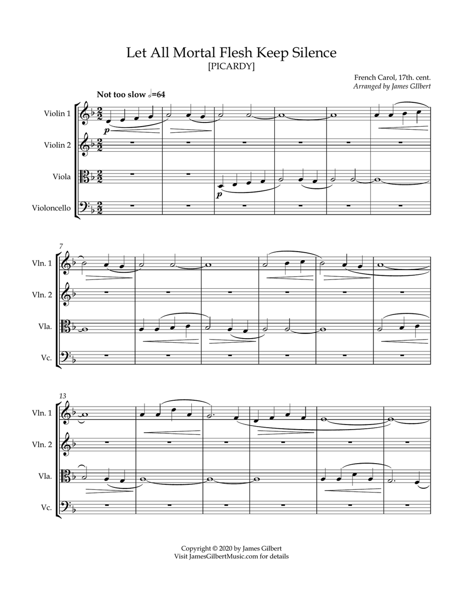 Let All Mortal Flesh Keep Silence by French carol String Quartet - Digital Sheet Music page 5