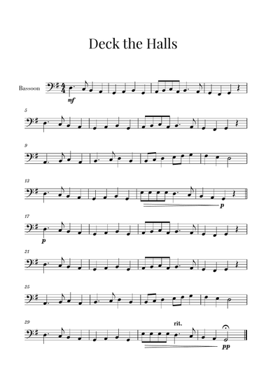 Deck the Halls (for Bassoon)