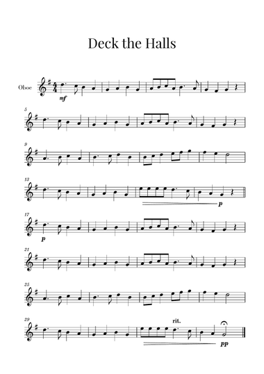 Deck the Halls (for Oboe)