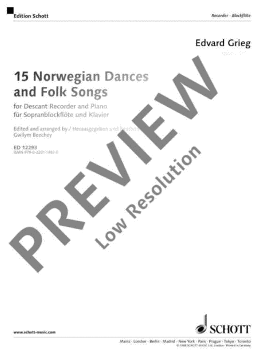 15 Norwegian Dances and Folk Songs Soprano Recorder scores gallery preview page 2