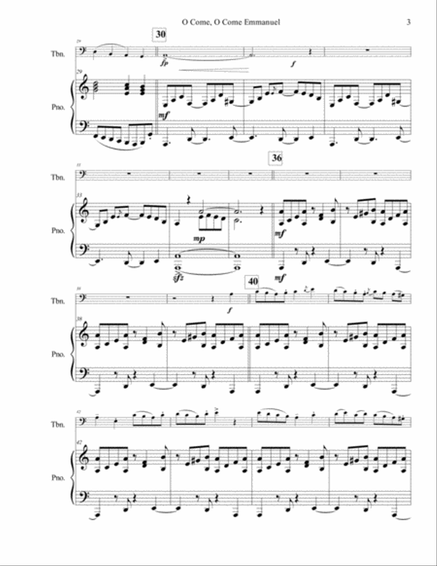O Come, O Come Emmanuel for Trombone Piano scores gallery preview page 4