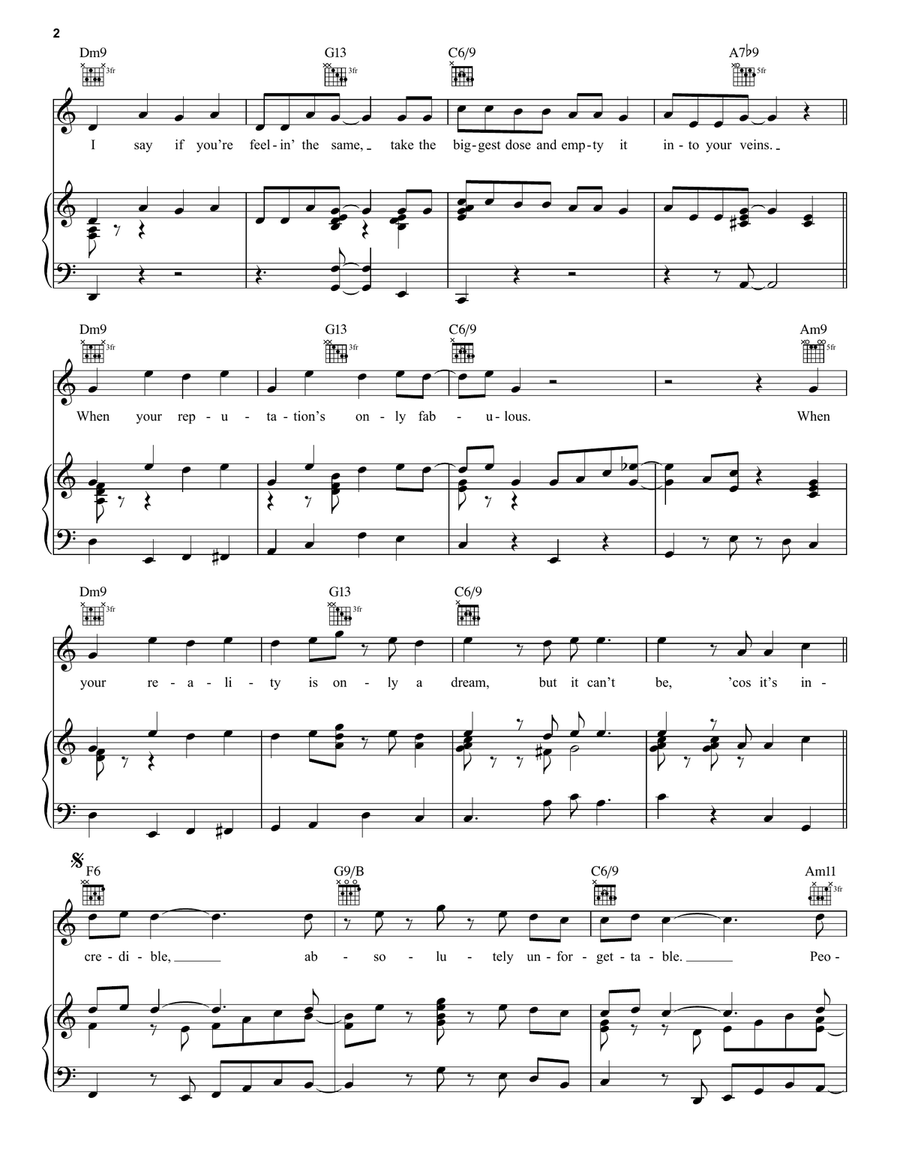 Incredible Incredible Piano, Vocal, Guitar scores gallery preview page 2