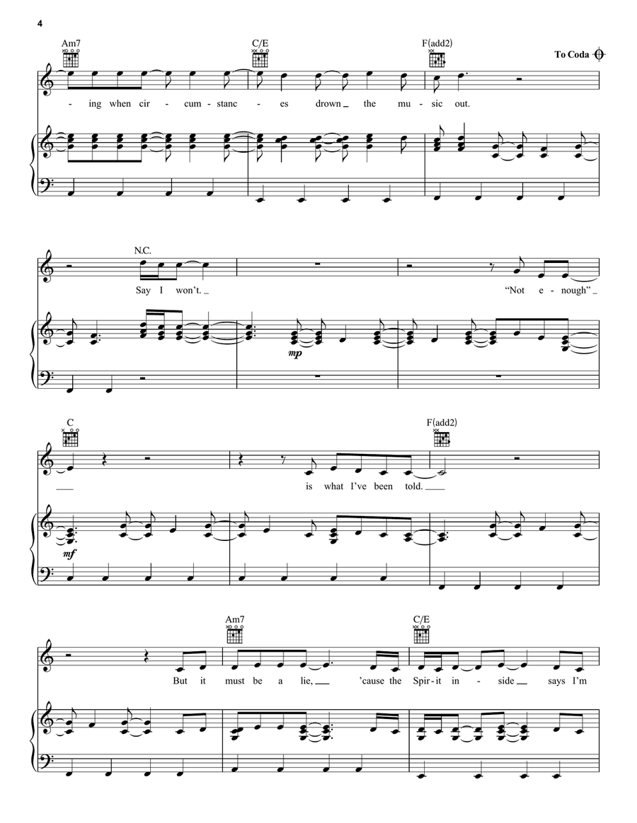 Say I Won't Piano, Vocal, Guitar scores gallery preview page 4