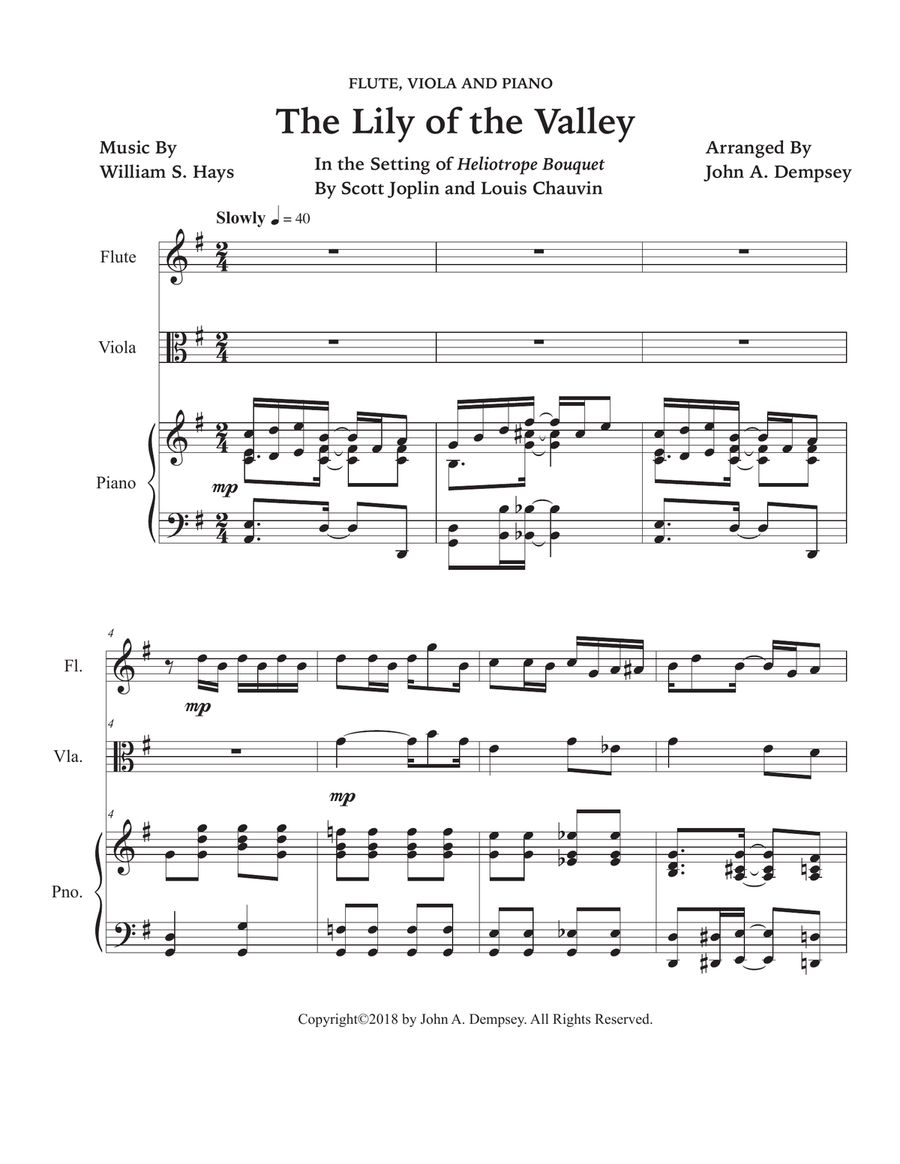 The Lily of the Valley (Trio for Flute, Viola and Piano) Small Ensemble scores gallery preview page 5