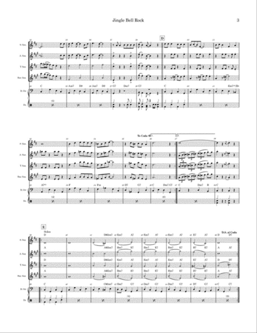 Jingle Bell Rock Tenor Saxophone scores gallery preview page 3