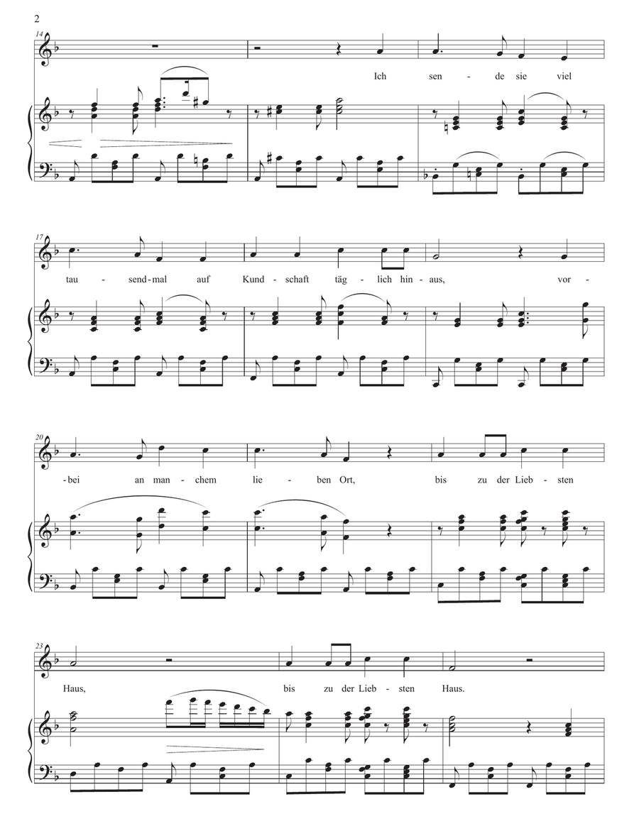 SCHUBERT: Die Taubenpost, D. 957 no. 14 (transposed to F major) Piano, Vocal scores gallery preview page 3