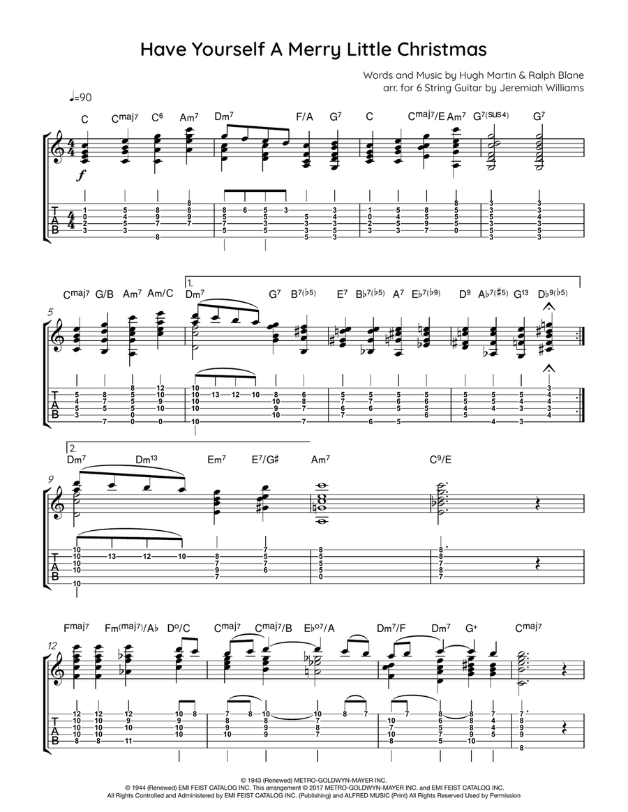 Have Yourself A Merry Little Christmas Guitar Tablature scores gallery preview page 1
