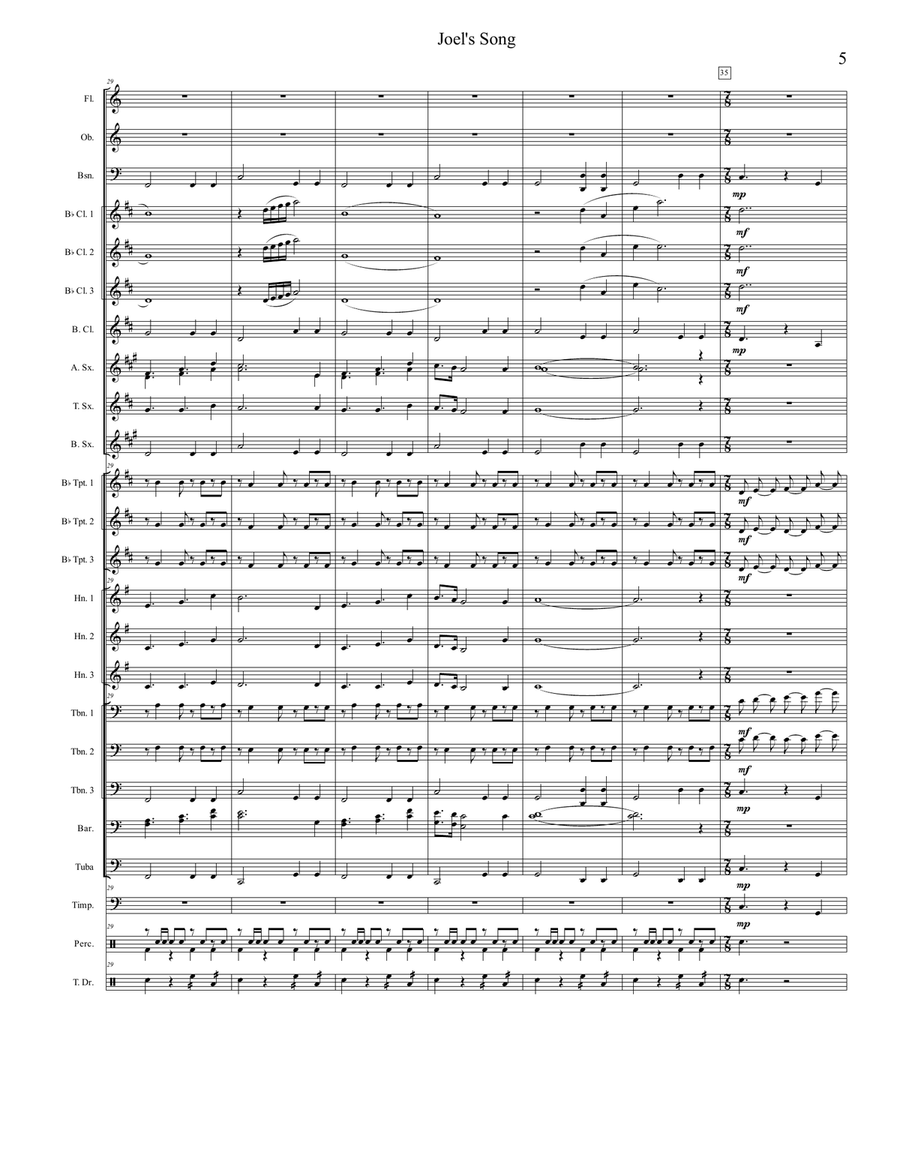 Joel's Song Joel's Song Concert Band scores gallery preview page 5