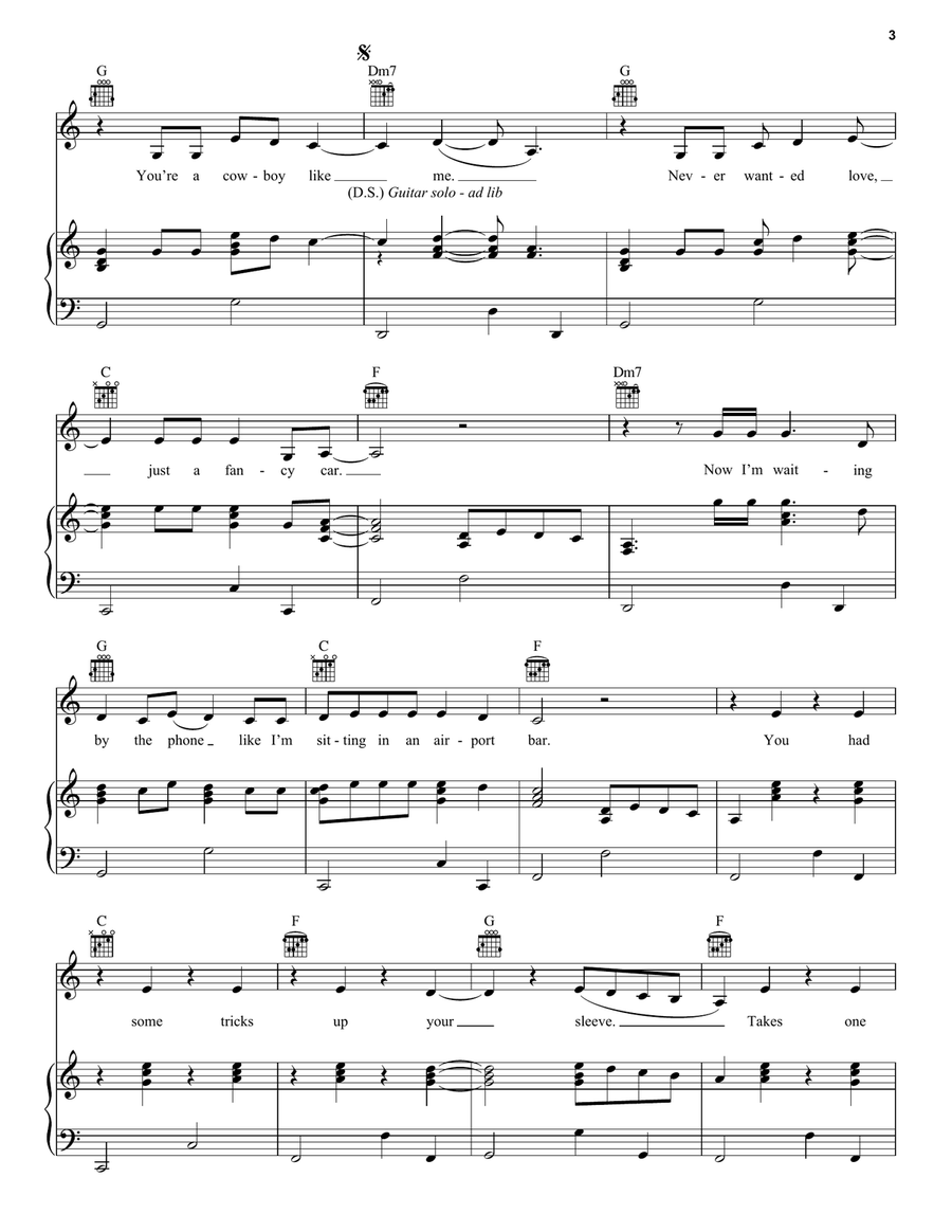 cowboy like me cowboy like me Piano, Vocal, Guitar scores gallery preview page 3